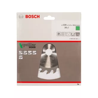   BOSCH Pílací disk na drevo 130 x 20/16 x 2,4 mm / 20T Optiline Wood ATB