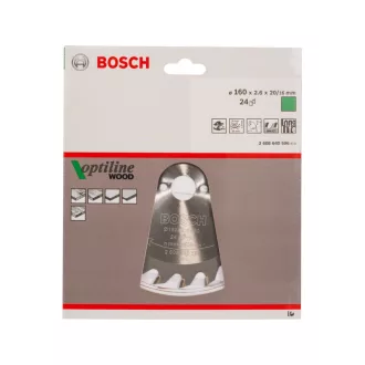   BOSCH Pílový kotúč pre drevo 160 x 20/16 x 2,6 mm / 24T Optiline Wood ATB