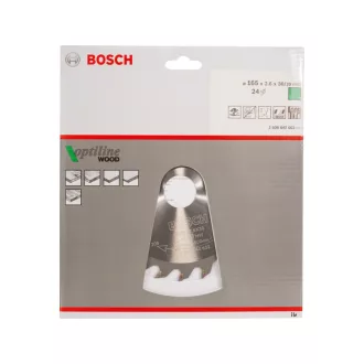   BOSCH Pílový kotúč na drevo 165 x 30/20 x 2,6 mm / 24T Optiline Wood ATB