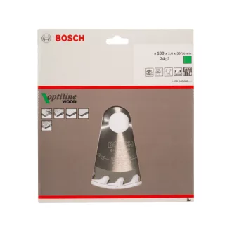   BOSCH Pílový kotúč na drevo 180 x 30/20 x 2,6 mm / 24T Optiline Wood ATB