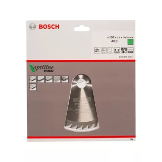   BOSCH Pílový kotúč na drevo 190 x 20/16 x 2,6 mm / 48T Optiline Wood ATB