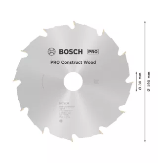   BOSCH PRO Pílový kotúč na drevo 190 x 30 x 2,6 mm / 12T Construct Wood
