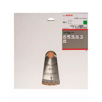   BOSCH Pílový kotúč na drevo 250 x 30 x 3,2 mm / 40T Optiline Wood ATB / UW