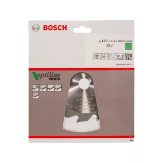   BOSCH Pílový kotúč na drevo 140 x 20/12,7 x 2,4 mm / 12T Optiline Wood ATB