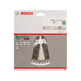   BOSCH Pílový kotúč na drevo 160 x 20/16 x 1,8 mm / 48T Optiline Wood ATB