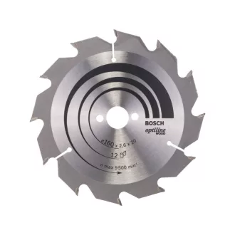   BOSCH Pílový kotúč na drevo 160 x 20/16 x 2,6 mm / 12T Optiline Wood ATB
