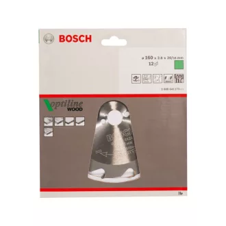   BOSCH Pílový kotúč na drevo 160 x 20/16 x 2,6 mm / 12T Optiline Wood ATB