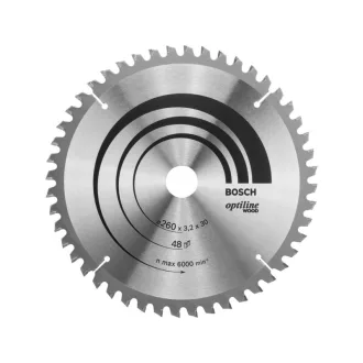   BOSCH Pílový kotúč na drevo 260 x 30 x 3,2 mm / 48T Optiline Wood ATB / N