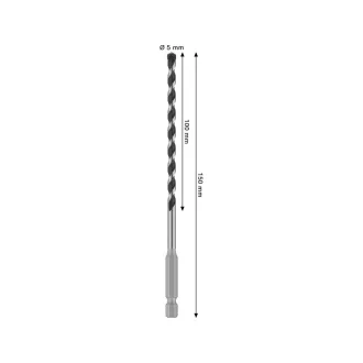   BOSCH PRO HEX-5 Vrták do kameňa 5,0 x 150/100 mm s obojstranným bitovým uchytením