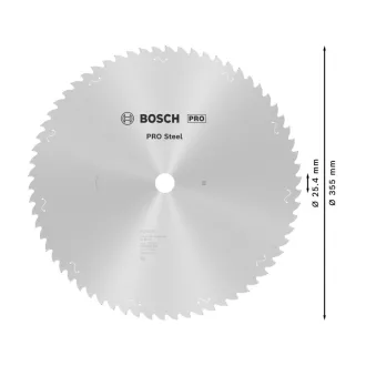   BOSCH PRO Pílový kotúč na oceľ 355 x 25,4 x 2,2 mm / 66T