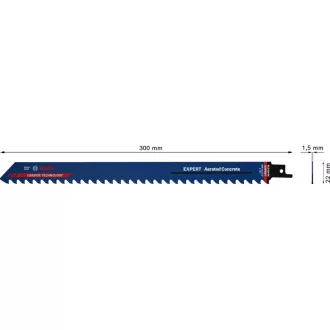   BOSCH EXPERT Pílový list na prímočiaru pílu do pórobetónu S 1241 HM 300 mm / 3TPI s karbidovým zubom (1 ks)