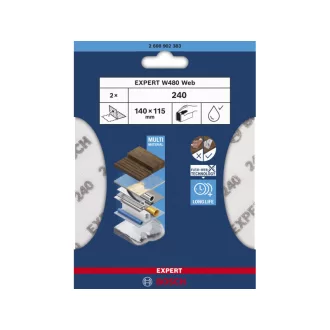   BOSCH EXPERT W480 Pracovná brúsna mriežka 140 x 115 mm /P240 (2 ks)