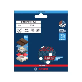   BOSCH EXPERT O780 Foil Trhací brúsny kotúč 125 mm / P120 keramické zrná (6 ks)