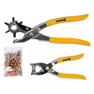   VOREL Kožené prepichovacie kliešte s revolverom a koženou nitovačkou + 100 nitov