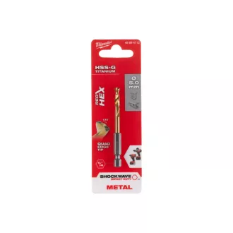   MILWAUKEE závitovkový vrták 5,0 x 80/31 mm HSS-G TiN, červená HEX - Shockwave™