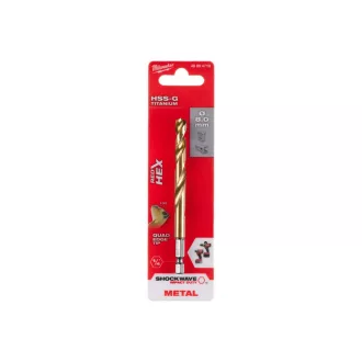   MILWAUKEE závitovkový vrták 8,0 x 111/70 mm HSS-G TiN, červená HEX - Shockwave™