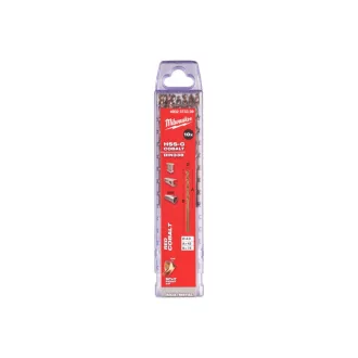   MILWAUKEE Vrták 4,0 x 75/43 mm HSS-G Co DIN 338 Red Cobalt (10 ks)