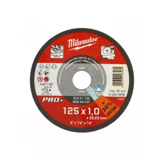   MILWAUKEE Rezný kotúč na kov 125 x 1,0 x 22,2 mm inox rovný SC41 PRO+