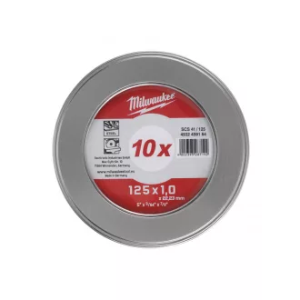   MILWAUKEE Rezný kotúč na kov 125 x 1,0 x 22,2 mm WSCS41 v kovovej krabici (10 ks)
