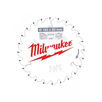   MILWAUKEE Pílový kotúč na drevo 165 x 20 x 2,2 mm / 24T ATB