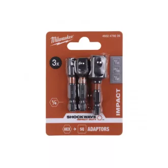   MILWAUKEE Sada adaptérov nástrčných kľúčov 3 diely 1/4" Hex -> 1/2", 3/8", 1/4" štvorec