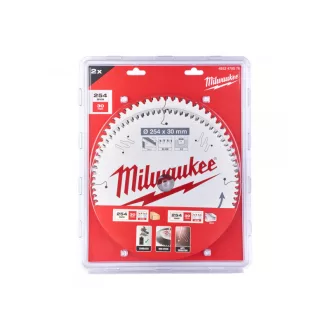   MILWAUKEE Sada pílových listov 254 x 30 x 3 mm na drevo / 60T + na hliník 80T