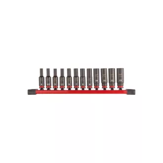   MILWAUKEE Súprava nástrčných kľúčov s dlhým strojom s úložnou lištou 12-dielna 1/4" 4-13 mm CrMo