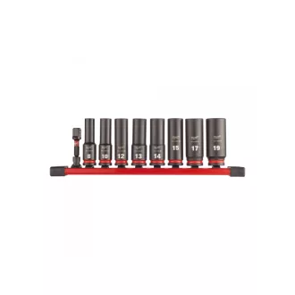   MILWAUKEE Súprava nástrčných kľúčov s dlhým strojom s úložnou lištou 9-dielna 3/8" 8-19 mm CrMo