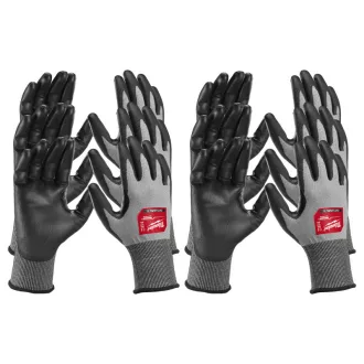   MILWAUKEE Pracovné ochranné rukavice odolné proti prerezaniu PU máčané 3/C - XL/10 Hi-Dex (12 párov)