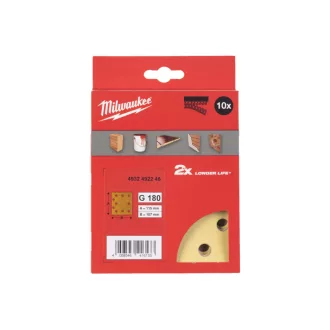   MILWAUKEE Brúsna podložka na suchý zips HP 115 x 107 mm / P180 10 otvorov (10 ks)