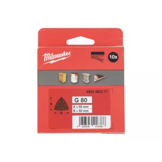   MILWAUKEE Delta brúsna podložka na suchý zips STD 93 x 93 mm / P80 6 otvorov (10 ks)