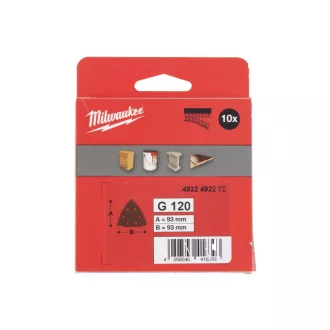   MILWAUKEE Delta brúsna doska na suchý zips STD 93 x 93 mm / P120 6 otvorov (10 ks)