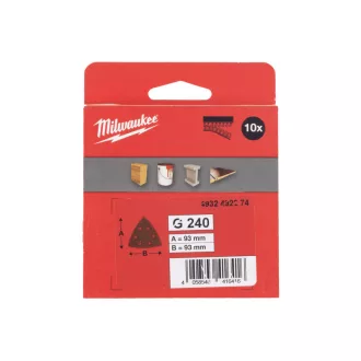   MILWAUKEE Delta brúsna podložka na suchý zips STD 93 x 93 mm / P240 6 otvorov (10 ks)
