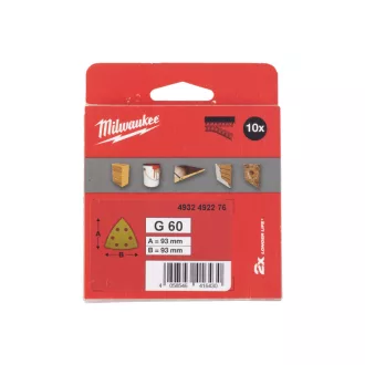   MILWAUKEE Delta brúsna podložka na suchý zips HP 93 x 93 mm / P60 6 otvorov (10 ks)
