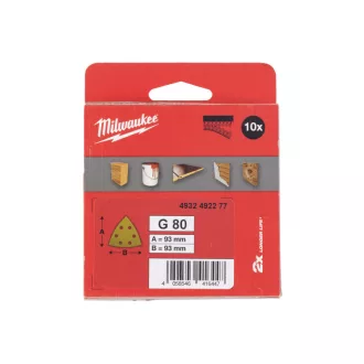   MILWAUKEE Delta brúsna podložka na suchý zips HP 93 x 93 mm / P80 6 otvorov (10 ks)