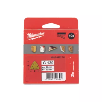   MILWAUKEE Delta brúsna doska na suchý zips HP 93 x 93 mm / P120 6 otvorov (10 ks)