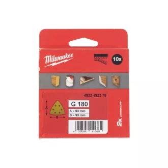   MILWAUKEE Delta brúsna doska na suchý zips HP 93 x 93 mm / P180 6 otvorov (10 ks)