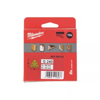   MILWAUKEE Delta brúsna doska na suchý zips HP 93 x 93 mm / P240 6 otvorov (10 ks)