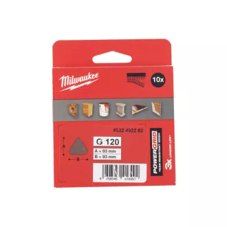   MILWAUKEE Delta brúsna sieťka na suchý zips PG 93 x 93 mm / P120 (10 ks)