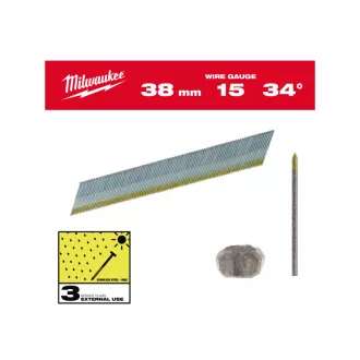   MILWAUKEE Dokončovacie klince, D-hlava, inox 15G 34° SC3 - 1,8 x 38 mm (2500 ks)