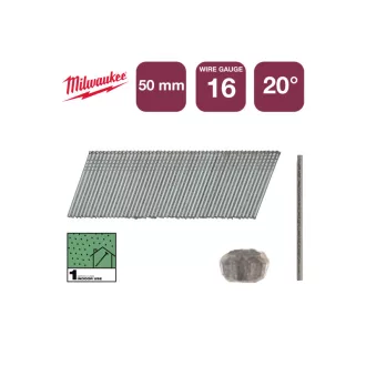   MILWAUKEE Dokončovacie klince, bez hlavy, pozinkované 16G 20° SC1 - 1,35 x 50 mm (2000 ks)
