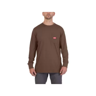   MILWAUKEE Vreckové tričko s dlhým rukávom Hnedé WTLSBRII XL