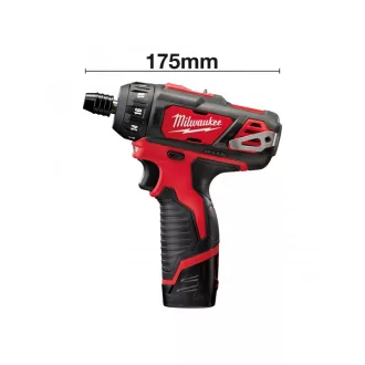   MILWAUKEE Akumulátorový skrutkovač M12 BD-202C (2 x 2,0 Ah batérie + nabíjačka)
