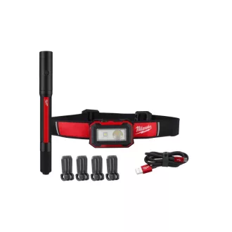   MILWAUKEE Akumulátorová LED čelovka + vrecková svietidlo IR HL450PL250 TRUEVIEW™ (USB nabíjací kábel)