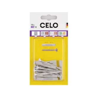   CELO MZ univerzálna hmoždinka plastová 10 x 60 + 6,0 x 80 skrutka do dreva (5 ks)