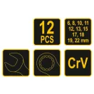 VOREL Sada kľúčov 12 kusov 6-22 mm