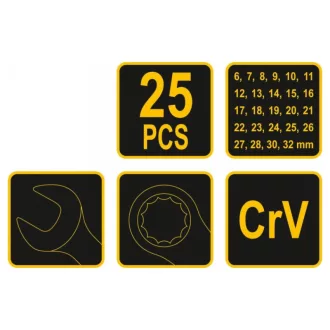 Sada kľúčov VOREL Phillips 25 kusov 6-32 mm