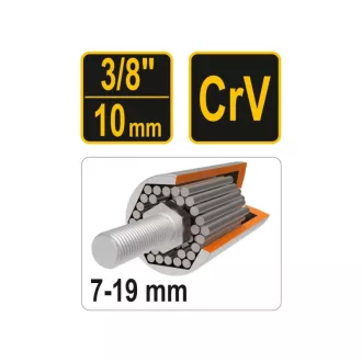 VOREL Univerzálny nástrčný kľúč 3/8" 7-19 mm CrV