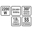 LUND Rýchlovarná kanvica LED displej 1,8 litra 2200 W