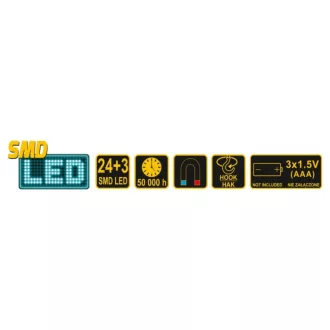 VOREL LED svietidlo magnetické 24+3 LED